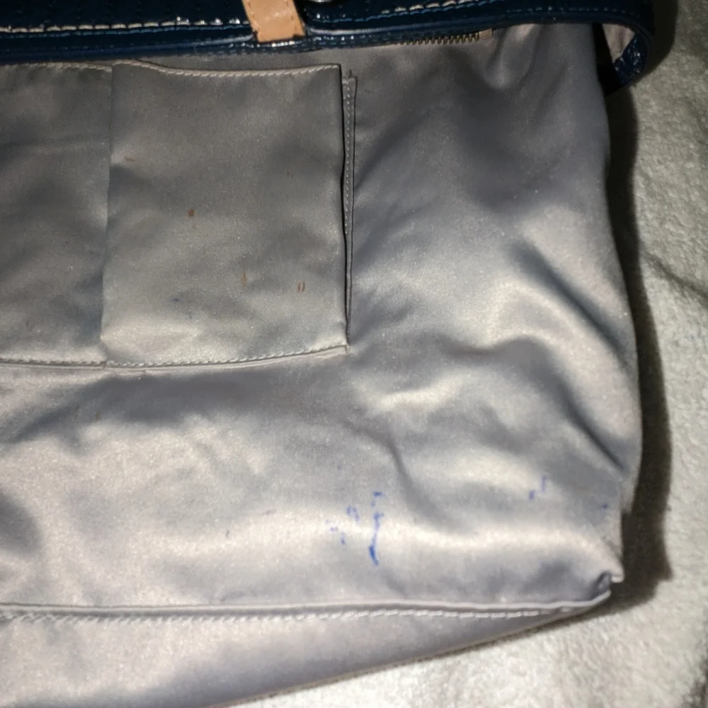 Coach Poppy liquid gloss soft navy patent leather tote.18674